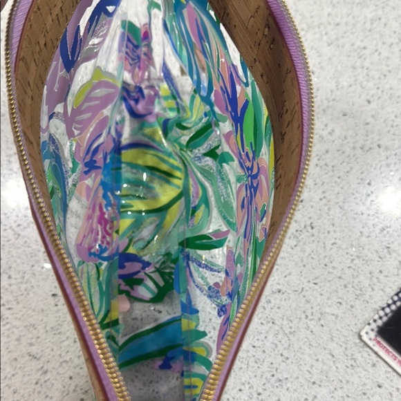 Lilly Pulitzer Pink and Green Tropical Cosmetic Case - Picture 3 of 4